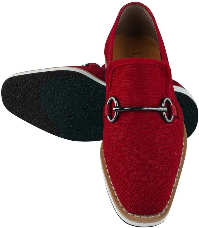 LIBERTYZENO Boys Lizard Print Textile & Leather Kids Slip on Dress Loafer Shoes for Prom Graduation