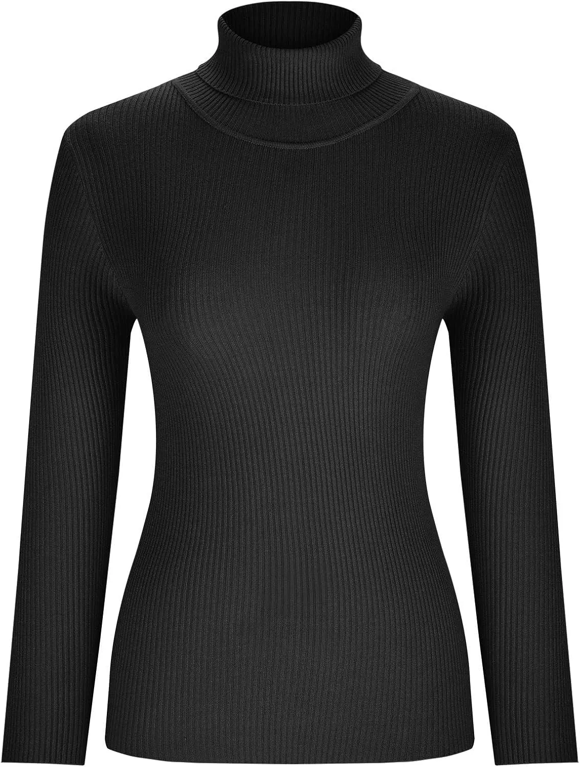 Lightweight Fitted Sweaters for Women Long Sleeve Turtleneck Ribbed Knit Pullover Sweater Casual Basic Tee Tops