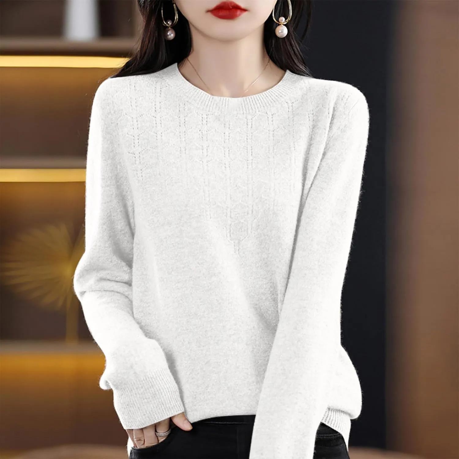 Lightweight Sweaters for Women Fall Fashion 2024 Long Sleeve Crewneck Tunic Sweater Tops Loose Soft Knit Pullovers