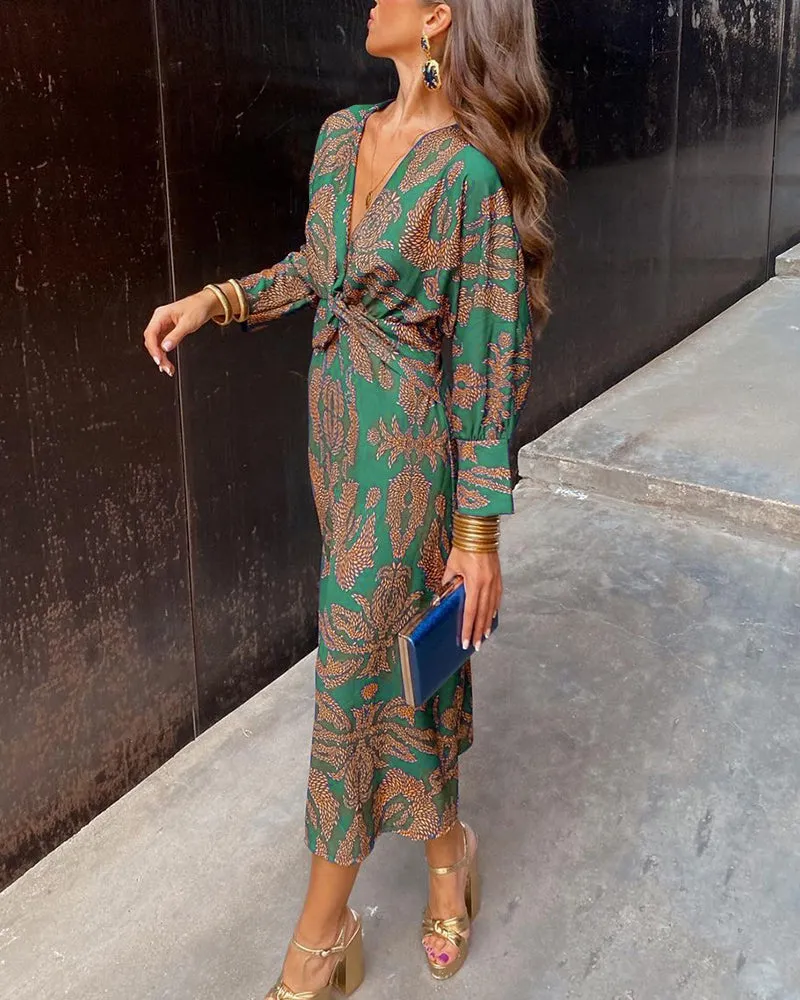 Lily™ | Floral Tie-Front Midi Dress
