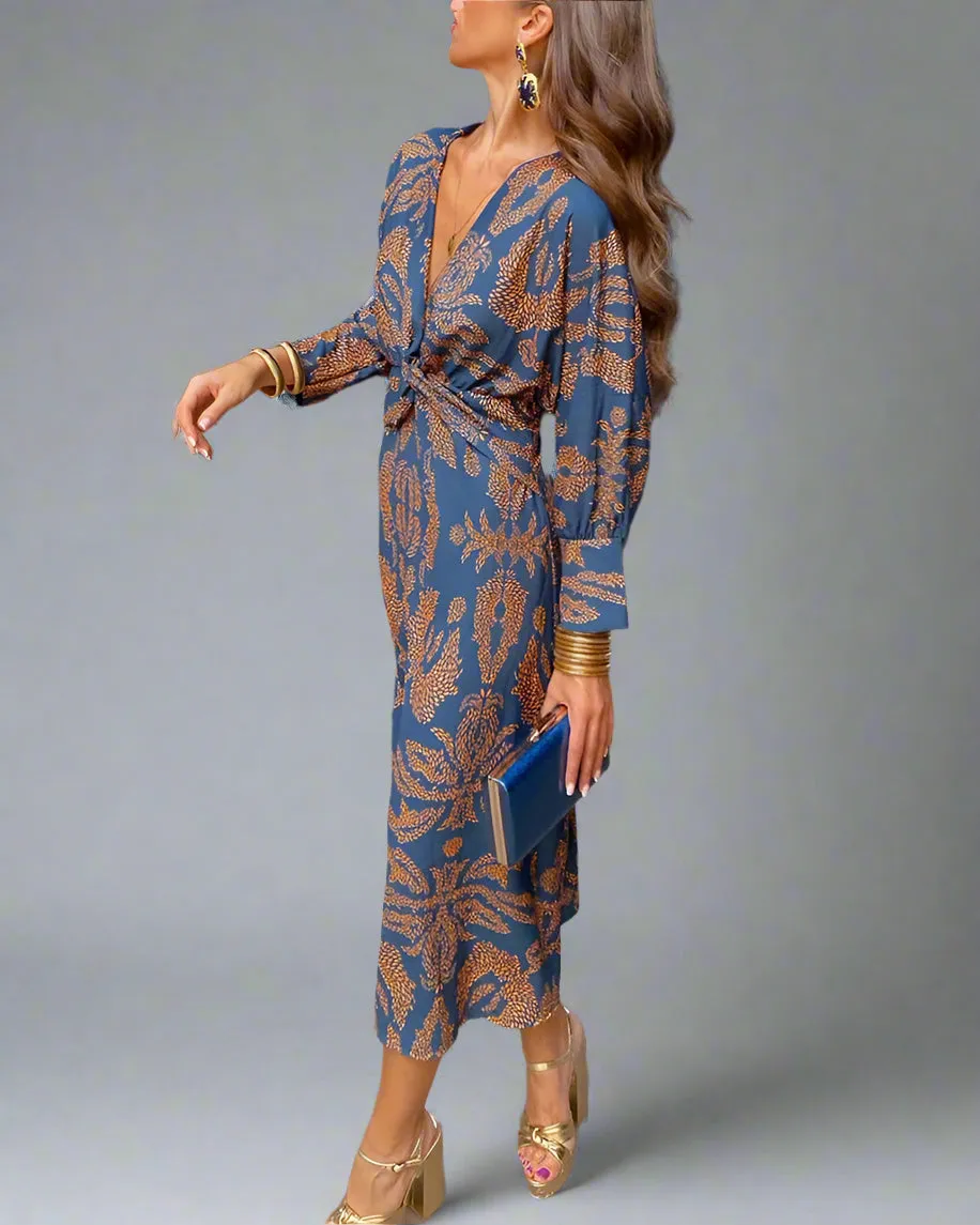 Lily™ | Floral Tie-Front Midi Dress