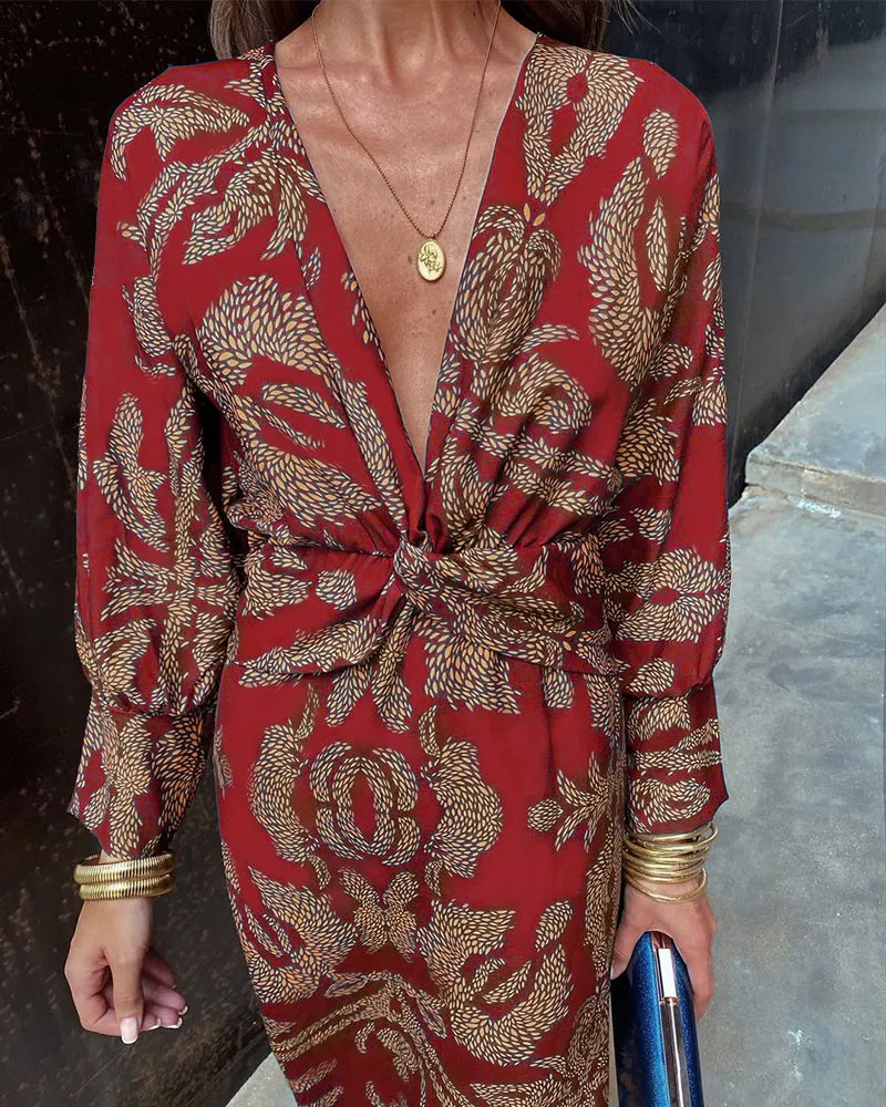 Lily™ | Floral Tie-Front Midi Dress