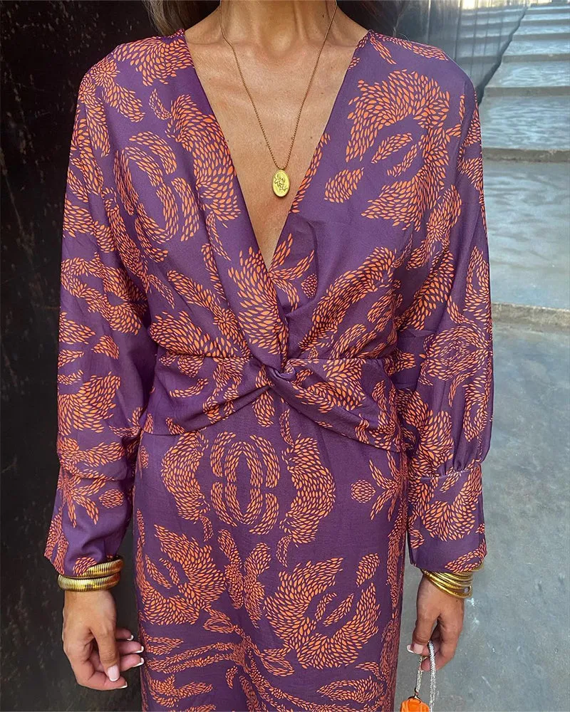 Lily™ | Floral Tie-Front Midi Dress