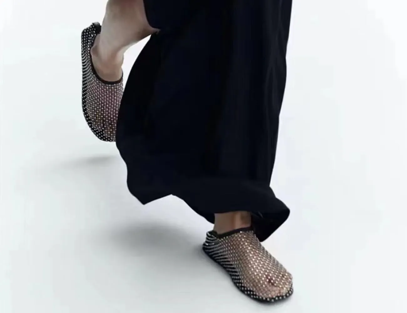 Litex Ultra Comfortable Shiny Gem Mesh Flats, Shiny Gem Mesh Flats, Casual Elasticity Slip On Mesh Flat Shoes for Women