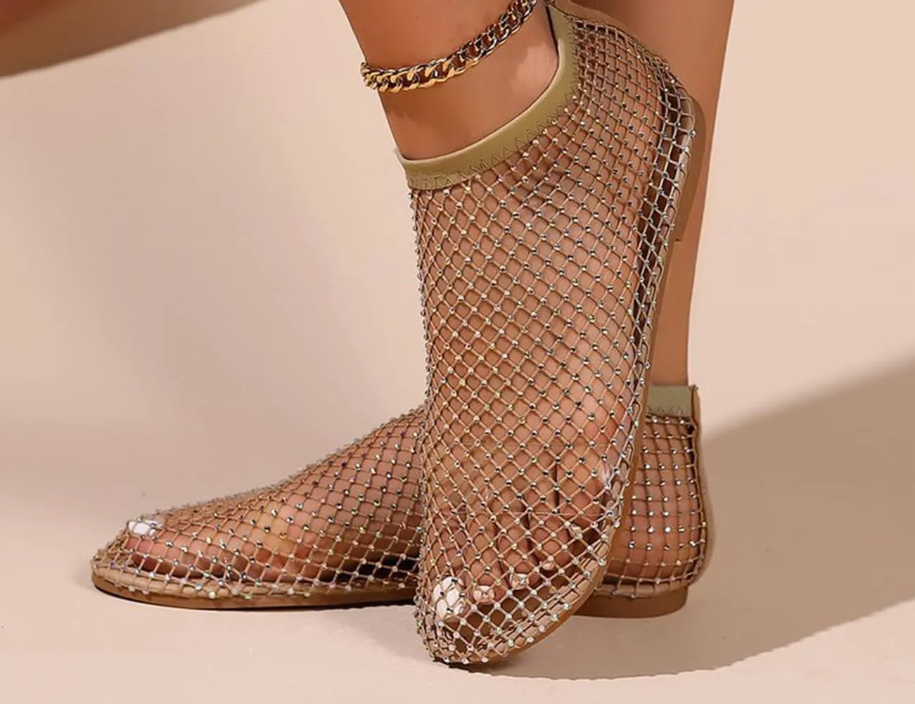 Litex Ultra Comfortable Shiny Gem Mesh Flats, Shiny Gem Mesh Flats, Casual Elasticity Slip On Mesh Flat Shoes for Women