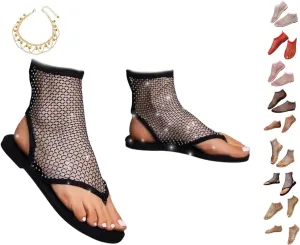 Litex Ultra Comfortable Shiny Gem Mesh Flats, Shiny Gem Mesh Flats, Casual Elasticity Slip On Mesh Flat Shoes for Women