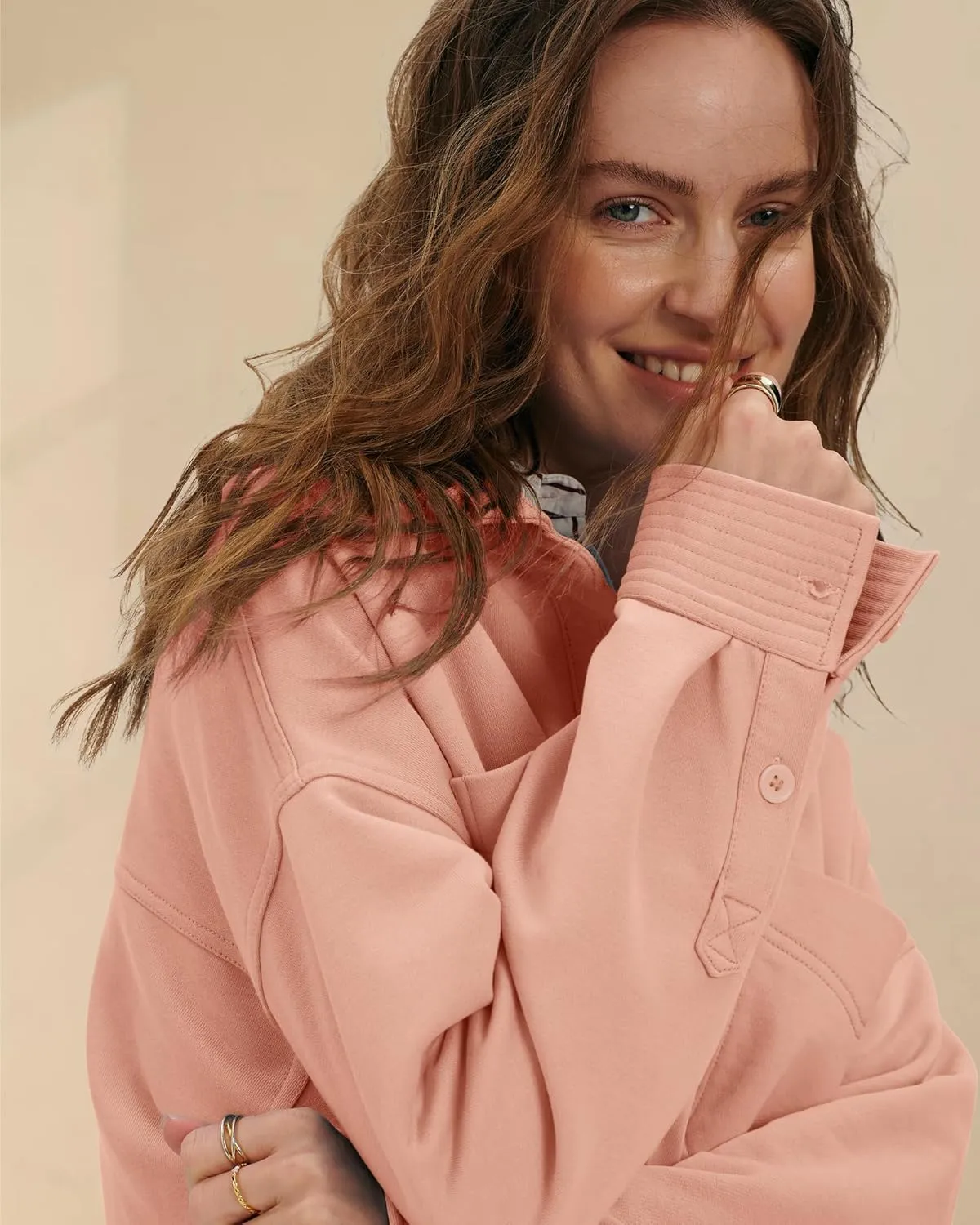 Locachy Women's Casual Oversized Polo Sweatshirt Lapel Long Sleeve Button Pullover Tops Fashion Outfits Clothes