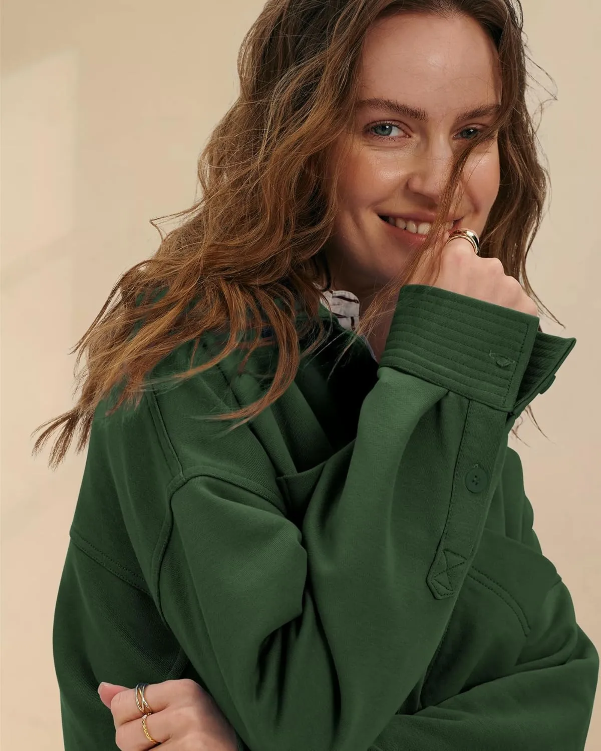 Locachy Women's Casual Oversized Polo Sweatshirt Lapel Long Sleeve Button Pullover Tops Fashion Outfits Clothes