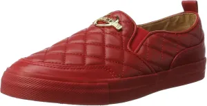 Love Moschino Women's Quilted Metal Logo Red Loafers Shoes Sz: 8