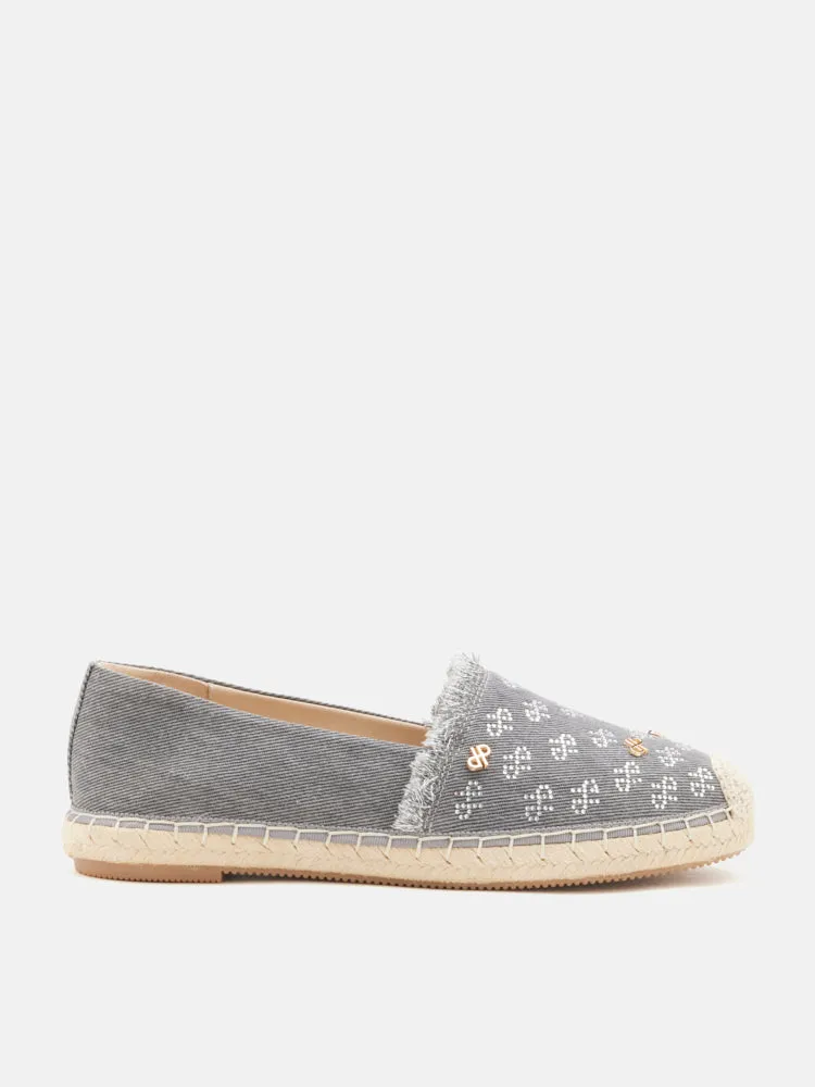 Maggie Monogram Frayed Espadrilles