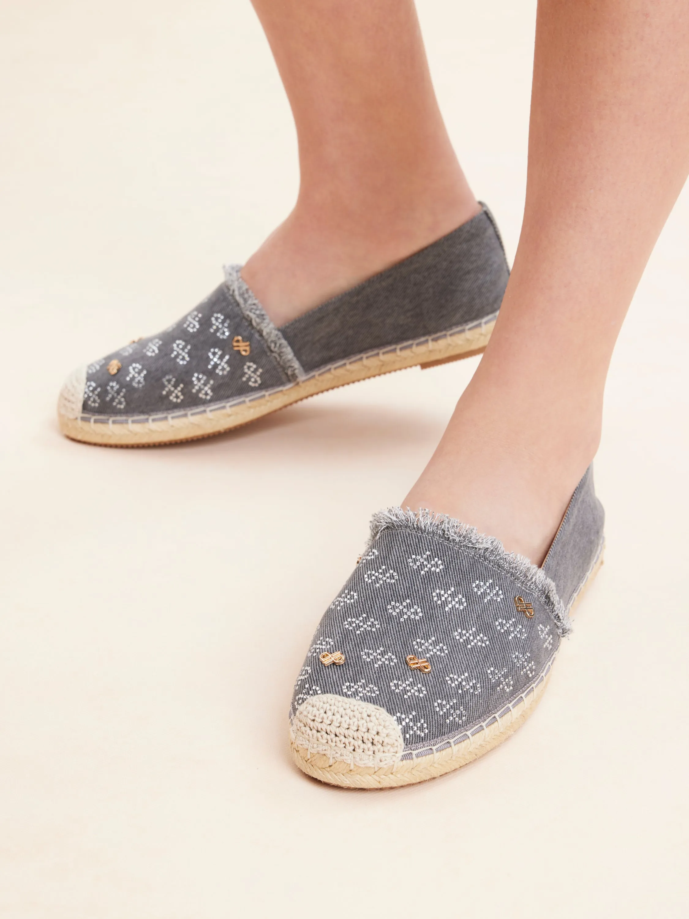 Maggie Monogram Frayed Espadrilles