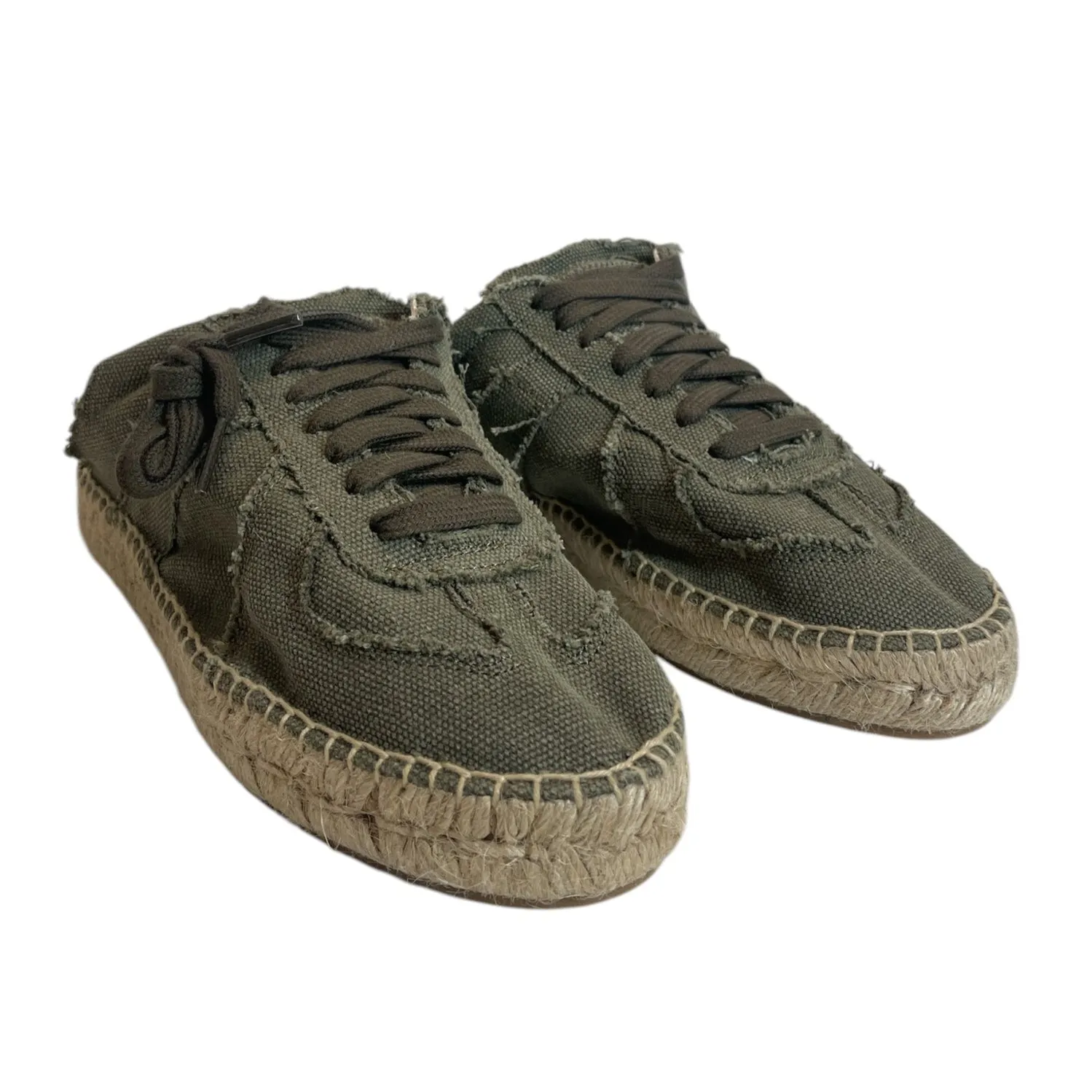 Maison Margiela/Flat Shoes/US 5/Cotton/GRN/Slip-on/CLOTH ESPADRILLES