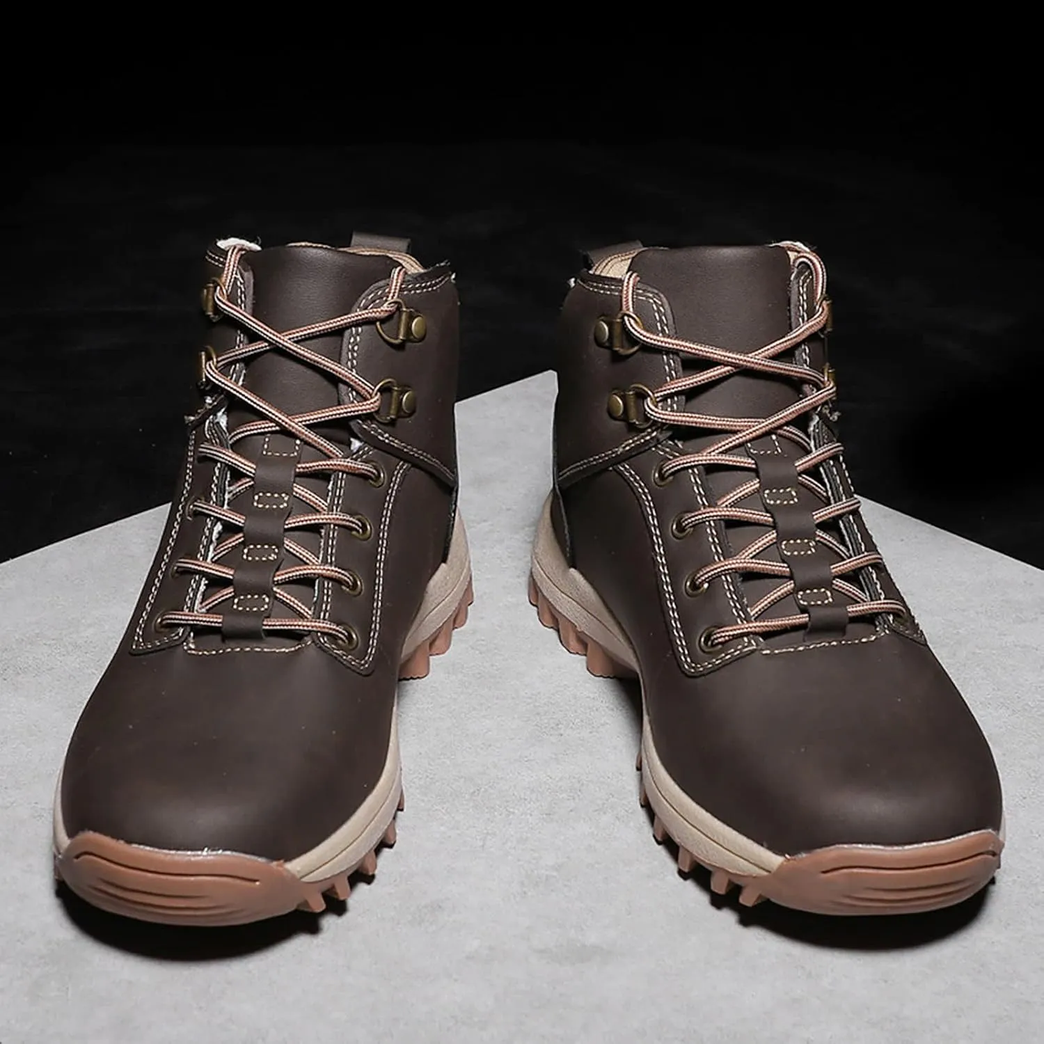 Men Hiking Boots Winter Warm Lining Snow Boot Outdoor Anti Slip Sport Shoes Climbing Boots Lace-Up High-Top Shoes