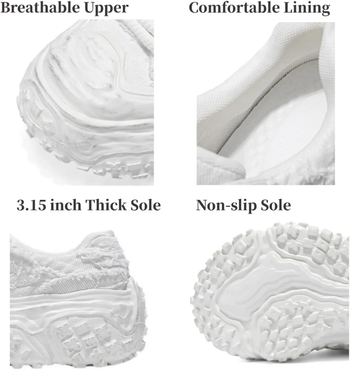 Men's 3.15" Inch Chunky Platform Fashion Sneakers Denim Canvas Shoes Dad Style Comfortable Streetwear Walking Shoes