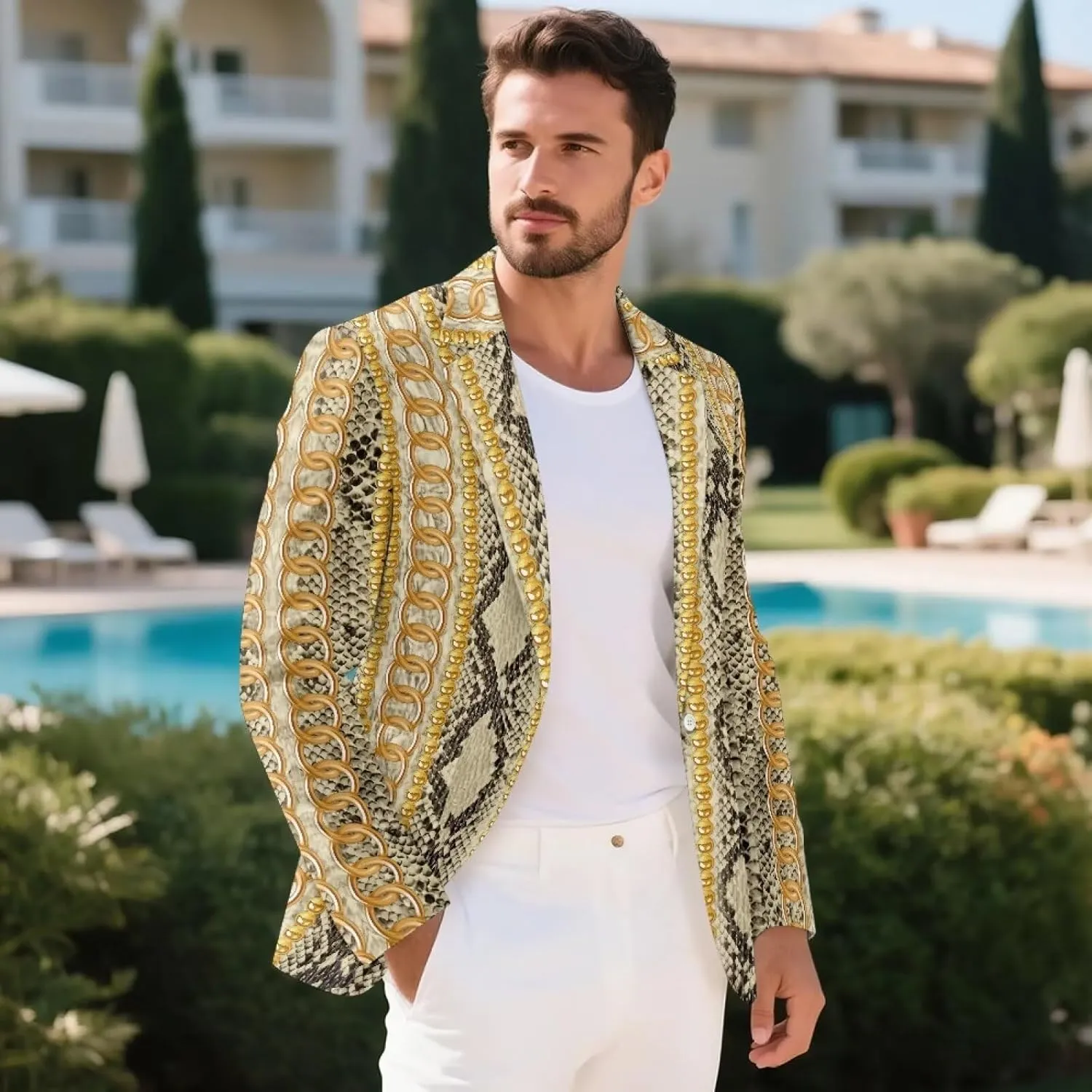Men's Blazers Casual Sport Coats 1 Button Notched Lapel Suit Jacket Business Jackets for Business Wedding Office Work