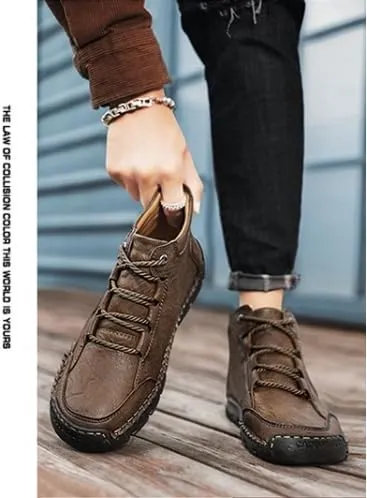 Men's Breathable Non-slip Casual Trainers for Outdoor Hiking in A Lightweight Mid-top Ankle Boot Walking Shoes