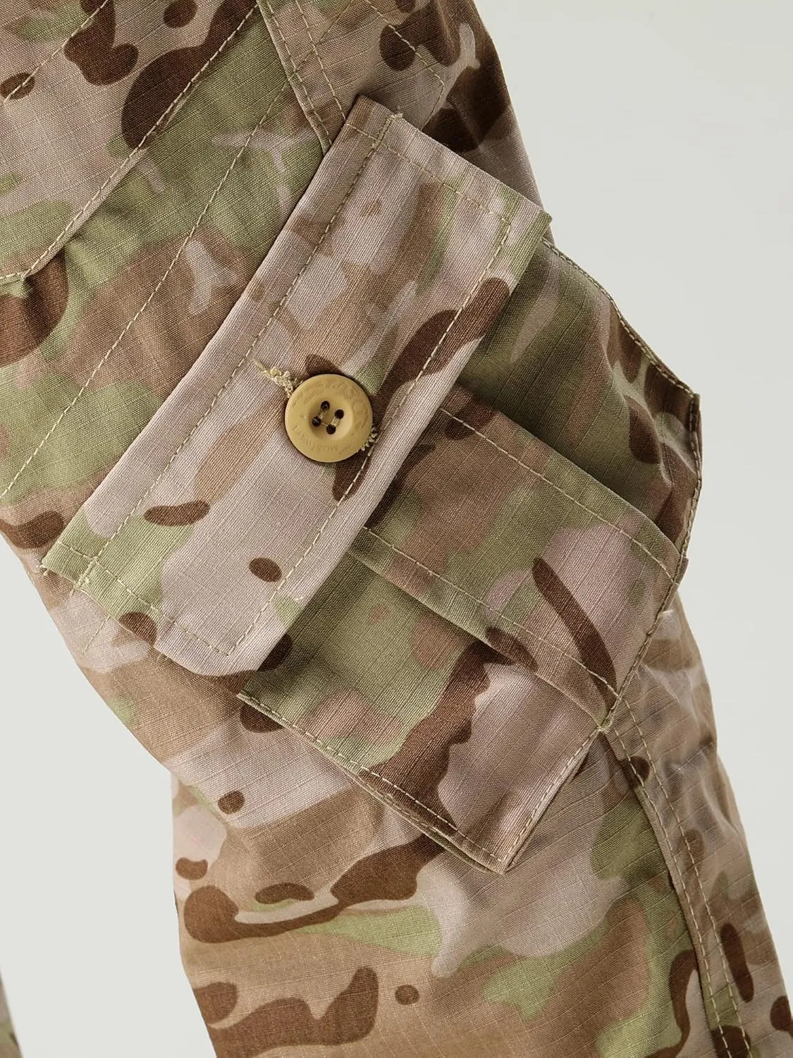 Men's Camo Cargo Work Pants Cotton Casual Tactical Ripstop Wild Outdoor Combat Trousers with 8 Pockets