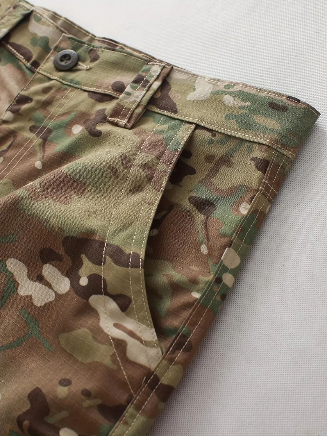 Men's Camo Cargo Work Pants Ripstop Lightweight Wild Army Military BDU Outdoor Trousers with 8 Pocktets (No Belt)