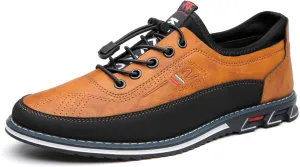 Men's Casual Business Lace-Up Oxford Shoes Slip-On Leather Working Walking Flat Loafers Office Party Dress Shoes