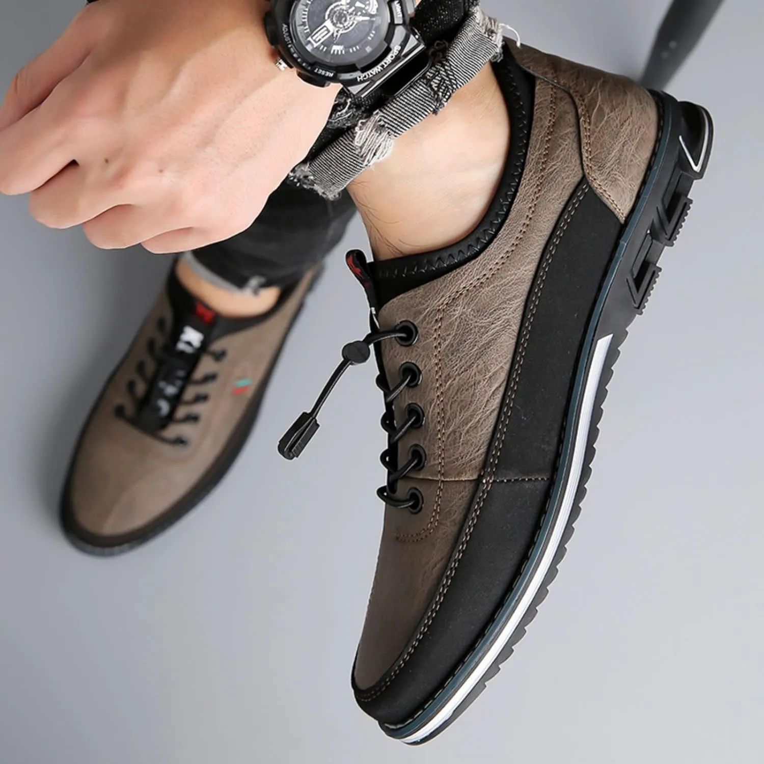 Men's Casual Business Lace-Up Oxford Shoes Slip-On Leather Working Walking Flat Loafers Office Party Dress Shoes