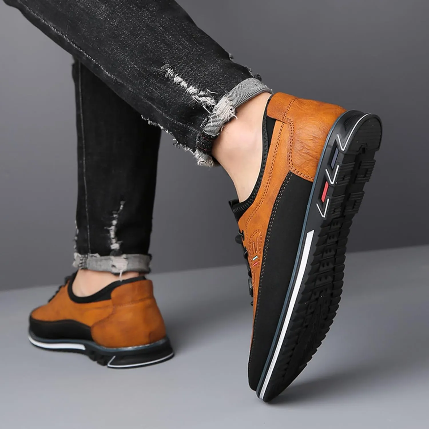 Men's Casual Business Lace-Up Oxford Shoes Slip-On Leather Working Walking Flat Loafers Office Party Dress Shoes