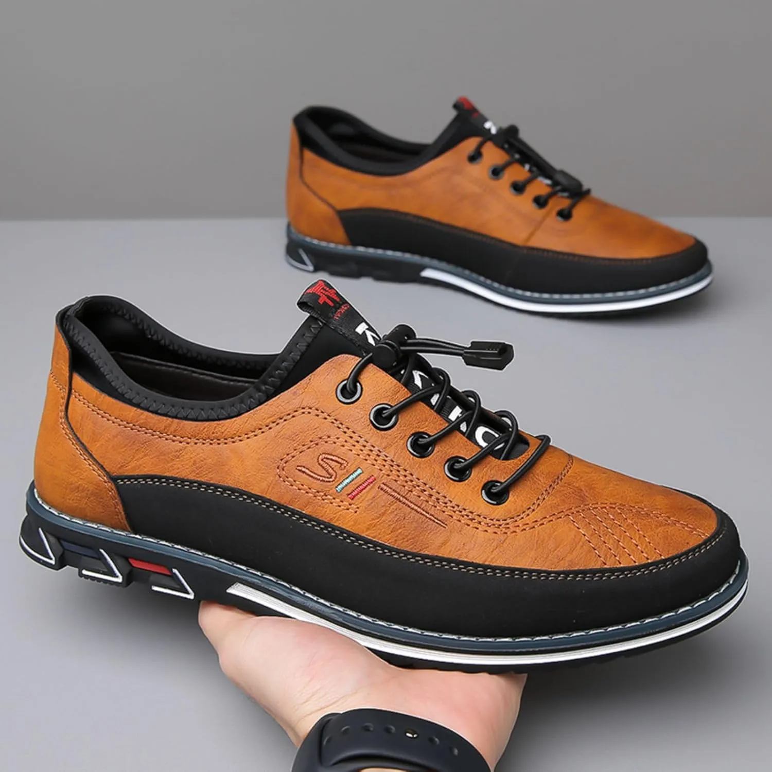 Men's Casual Business Lace-Up Oxford Shoes Slip-On Leather Working Walking Flat Loafers Office Party Dress Shoes