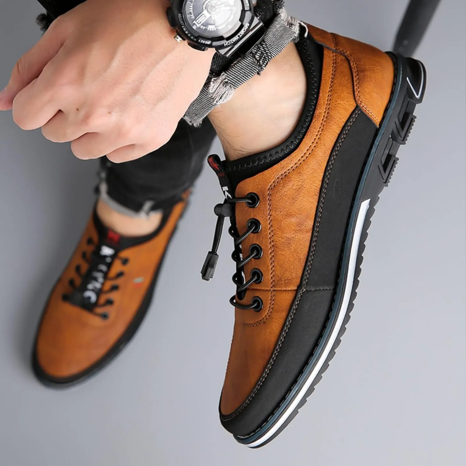 Men's Casual Business Lace-Up Oxford Shoes Slip-On Leather Working Walking Flat Loafers Office Party Dress Shoes