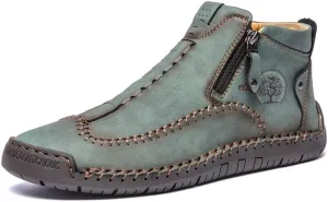 men's casual outdoor short boots - hand sewn classic boots with fashionable side zipper decoration, perfect for outdoor enthusiasts and activities