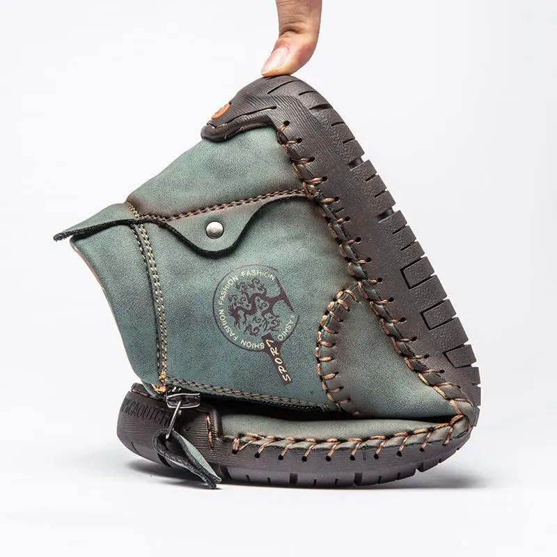 men's casual outdoor short boots - hand sewn classic boots with fashionable side zipper decoration, perfect for outdoor enthusiasts and activities