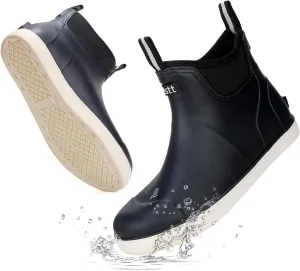 Men's Deck Boots Waterproof Fishing Rain Boots, Anti-Slip Rubber Boots Ankle Booties, High-Performance Footwear Chelsea Boots for Gardening Boating Camping Sailing