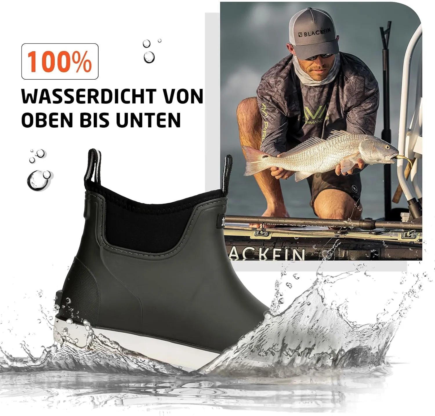 Men's Deck Boots Waterproof Fishing Rain Boots, Anti-Slip Rubber Boots Ankle Booties, High-Performance Footwear Chelsea Boots for Gardening Boating Camping Sailing