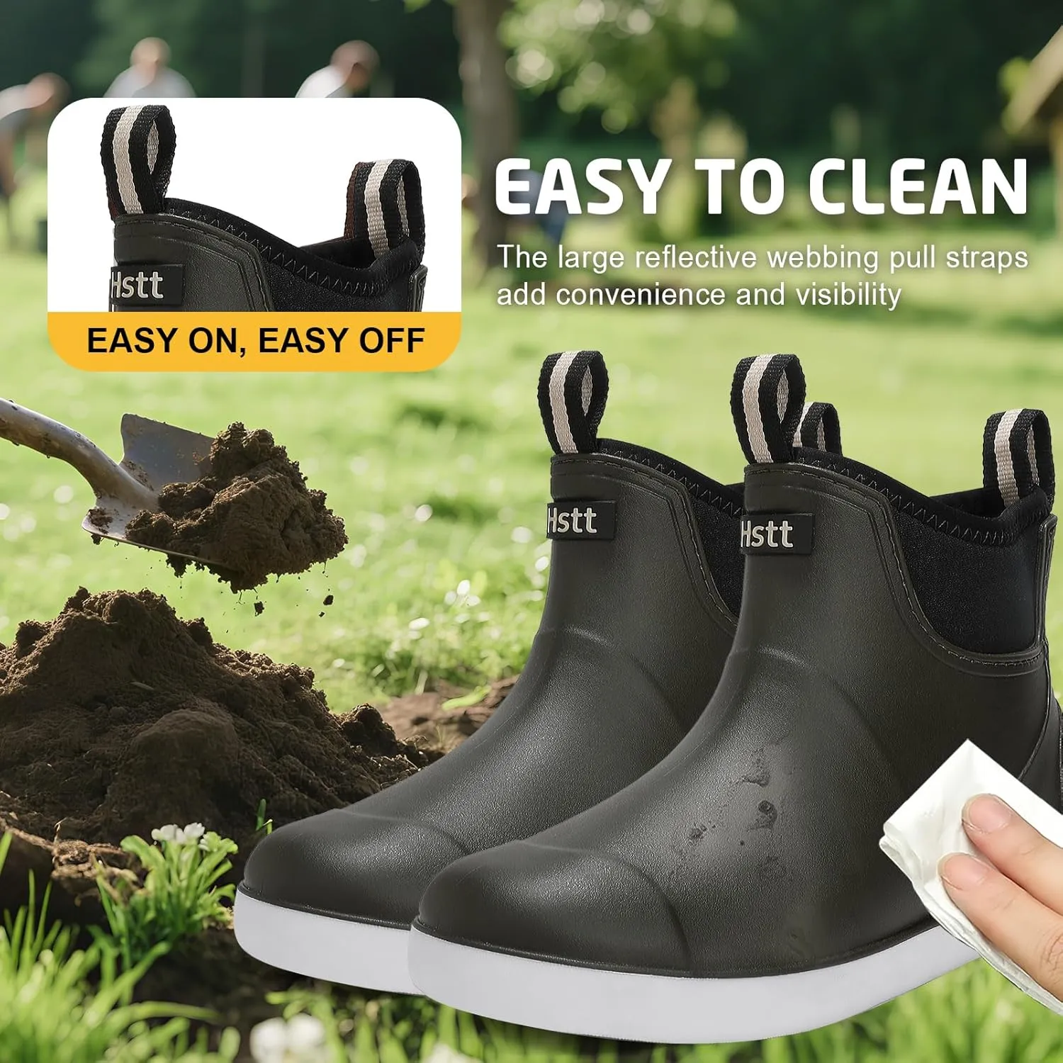 Men's Deck Boots Waterproof Fishing Rain Boots, Anti-Slip Rubber Boots Ankle Booties, High-Performance Footwear Chelsea Boots for Gardening Boating Camping Sailing