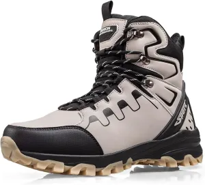 Men's Fashion Winter Snow Boots Outdoor Side Zipper High-top Sneakers Plush Lining Casual Warm Ankle Boots Anti-slip And Waterproof Hiking Boots Camp Backpacking Boots For Men