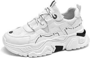 Men's Fashionable Chunky Sneakers - Breathable Mesh & Leather Upper, Trendy Design for Casual Wear