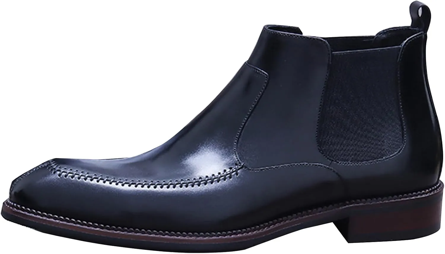 Mens Genuine Leather Chelsea Boots, Pointed-Toe Ankle Boot, Casual Brogues Boot for Formal Business Party