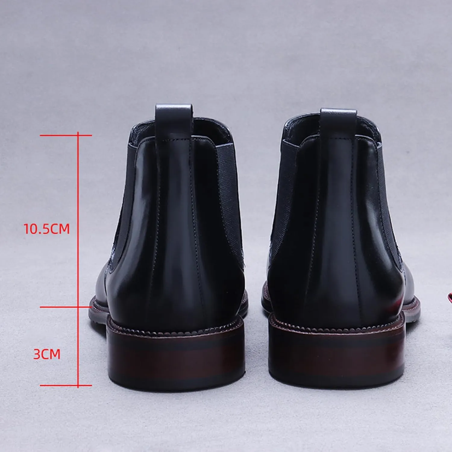 Mens Genuine Leather Chelsea Boots, Pointed-Toe Ankle Boot, Casual Brogues Boot for Formal Business Party