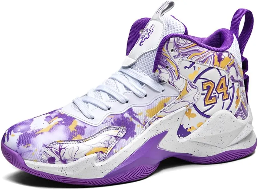 Men's High Top Basketball Shoes are Breathable and Lightweight Court Sports Shoes Suitable for Indoor/Outdoor Games