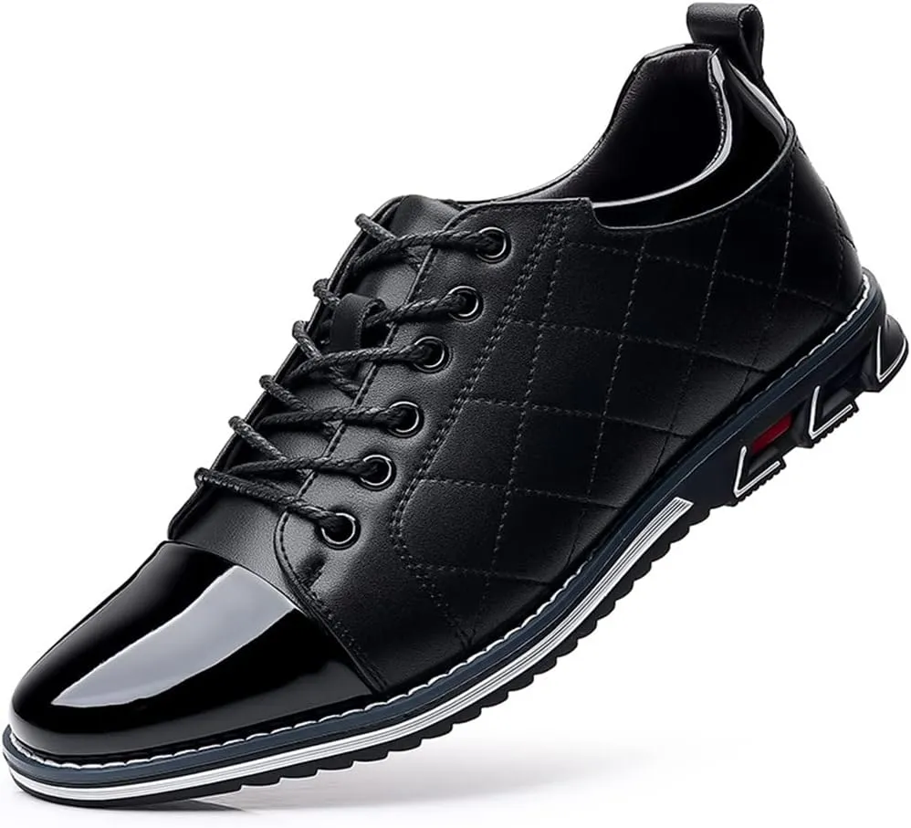 Mens Lace-up Sneakers Business Loafers Casual Shoes Comfort Walking for Male Work Office Dress Leather Slip-on Fashion Driving Loafer