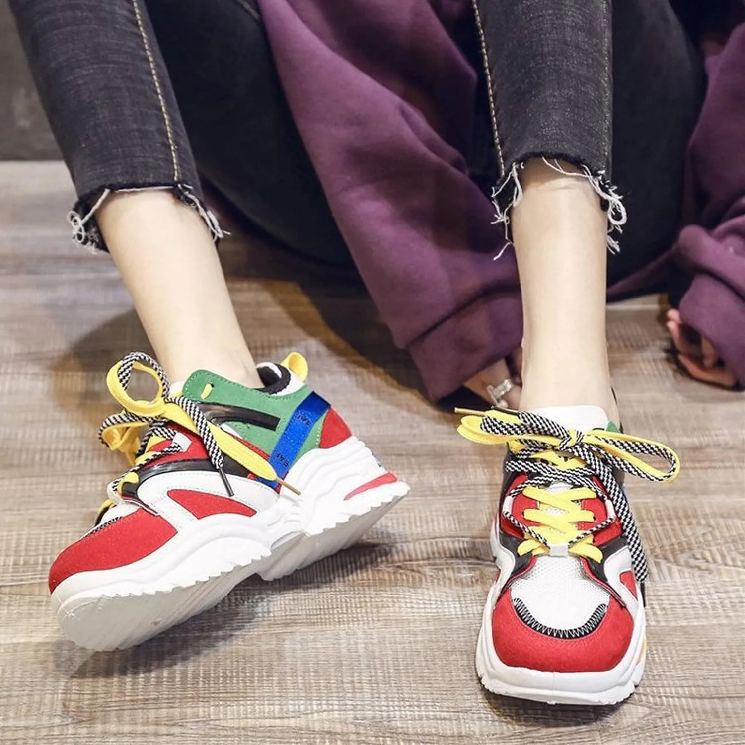 Men's Retro Suede Color Matching Lace Up Orthopedic Sneakers, Fashion Thick Sole Casual Shoes Comfort Soft Sole Anti Slip Breathable Color Walking Shoes