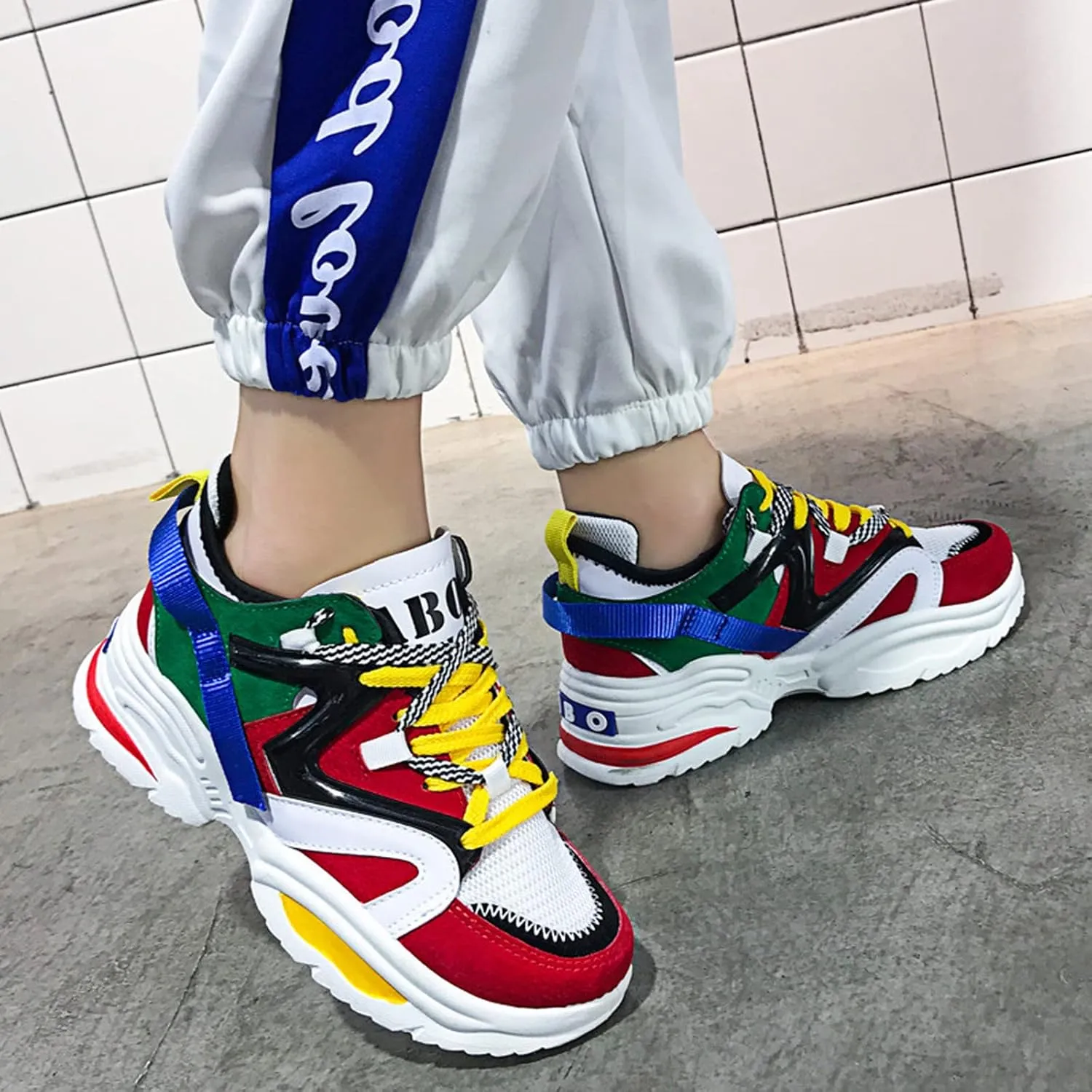 Men's Retro Suede Color Matching Lace Up Orthopedic Sneakers, Fashion Thick Sole Casual Shoes Comfort Soft Sole Anti Slip Breathable Color Walking Shoes