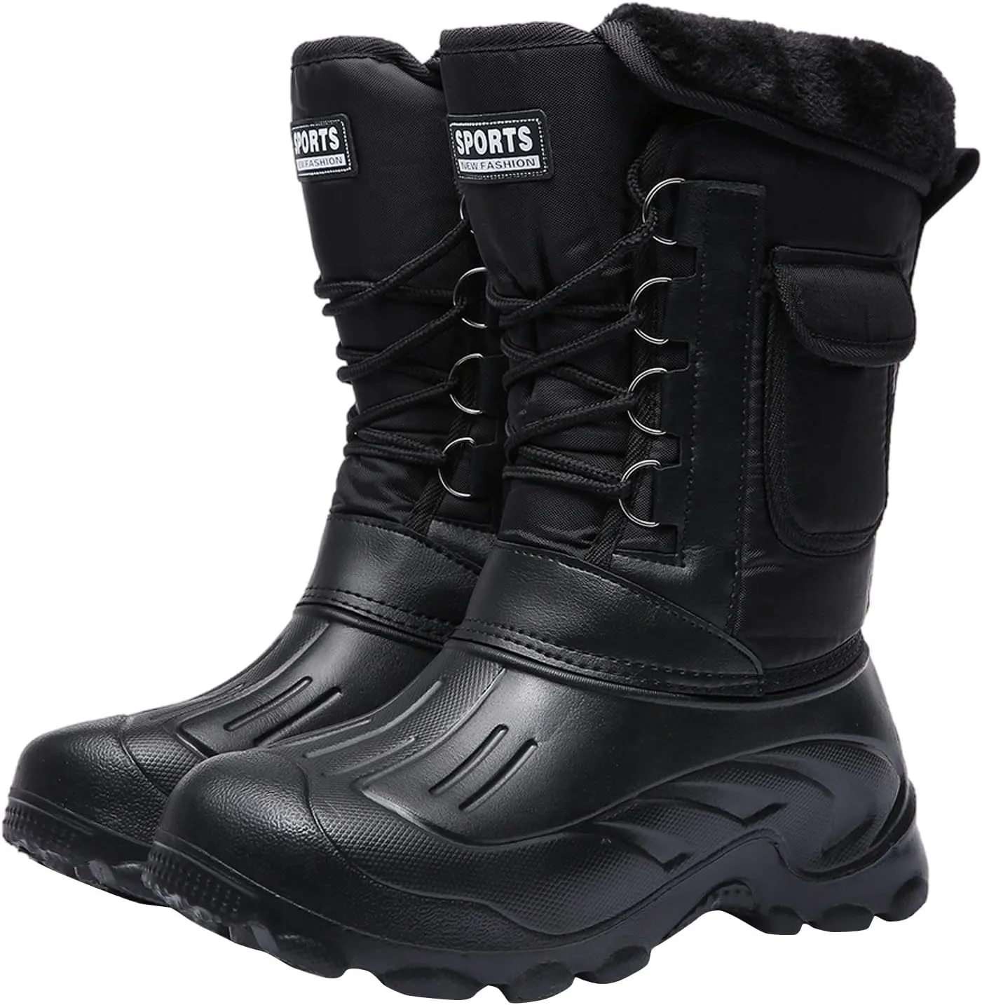 Men's Snow Boots Waterproof Work Anti-Slip Fur Lined Casual Outdoor Sneakers Winter Keep Warm Classic Shoes for Men
