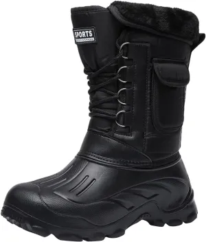 Men's Snow Boots Waterproof Work Anti-Slip Fur Lined Casual Outdoor Sneakers Winter Keep Warm Classic Shoes for Men