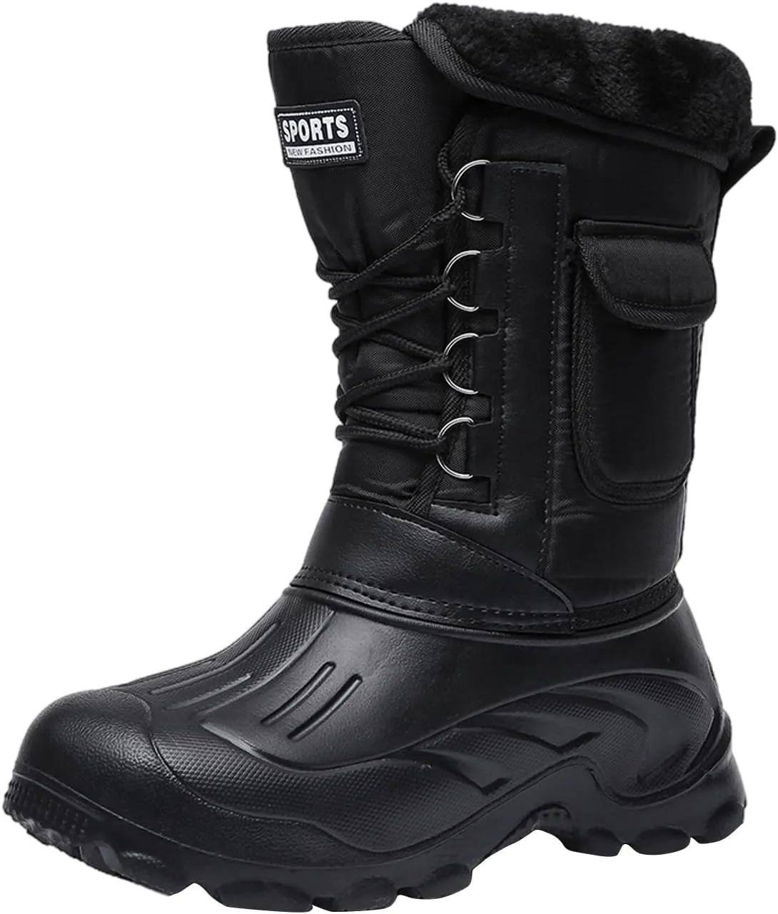 Men's Snow Boots Waterproof Work Anti-Slip Fur Lined Casual Outdoor Sneakers Winter Keep Warm Classic Shoes for Men