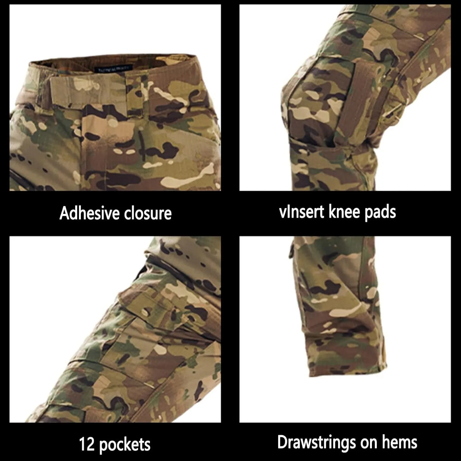 Men's Tactical Shirt and Pants Set Long Sleeve Woodland Hunting Military Uniform for Mountain Climbing Cycling Travel
