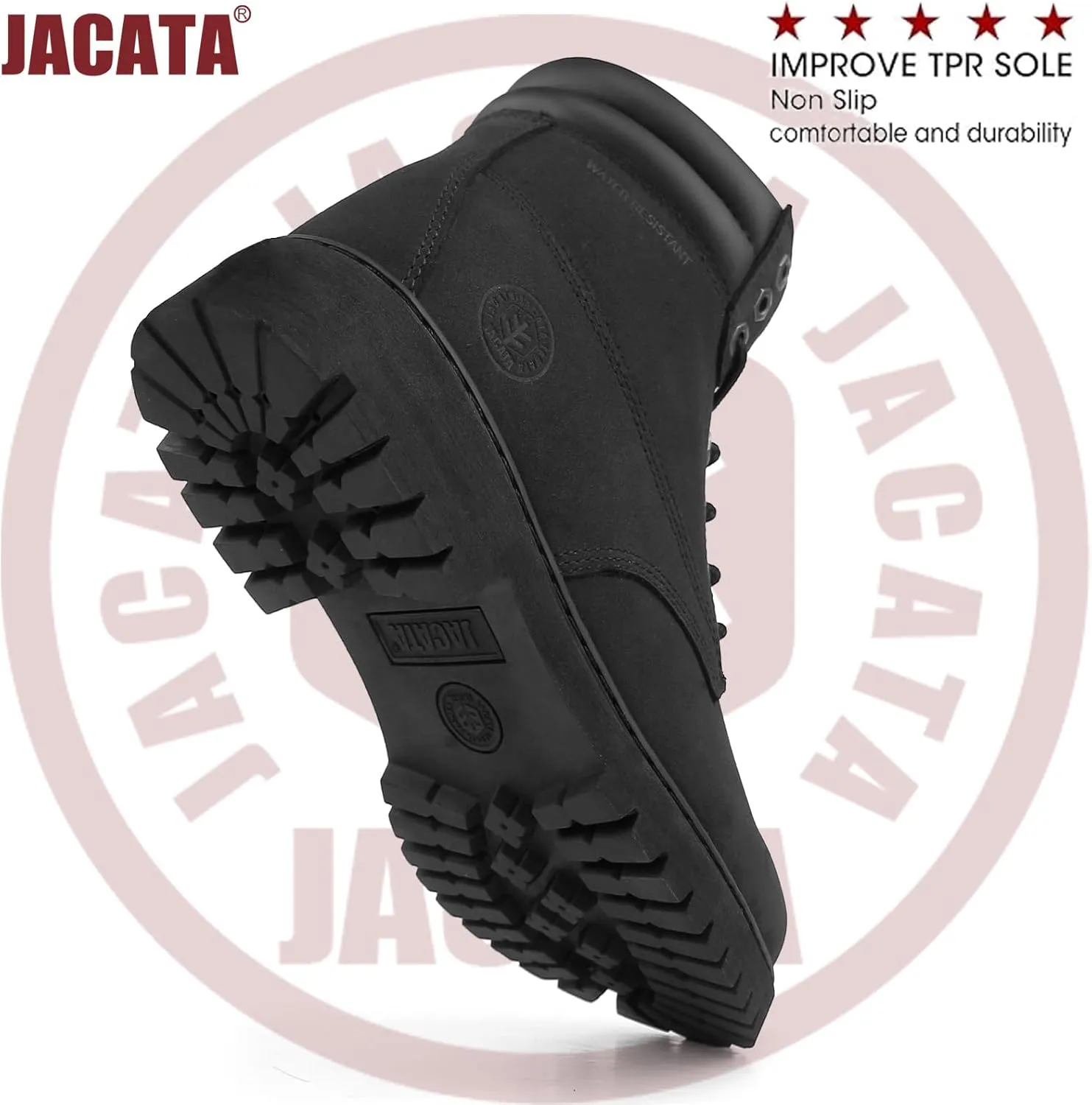 Men's Water Resistant Leather Work Boot Rubber Sole Construction Oil Resistant Utility Industrial Boots