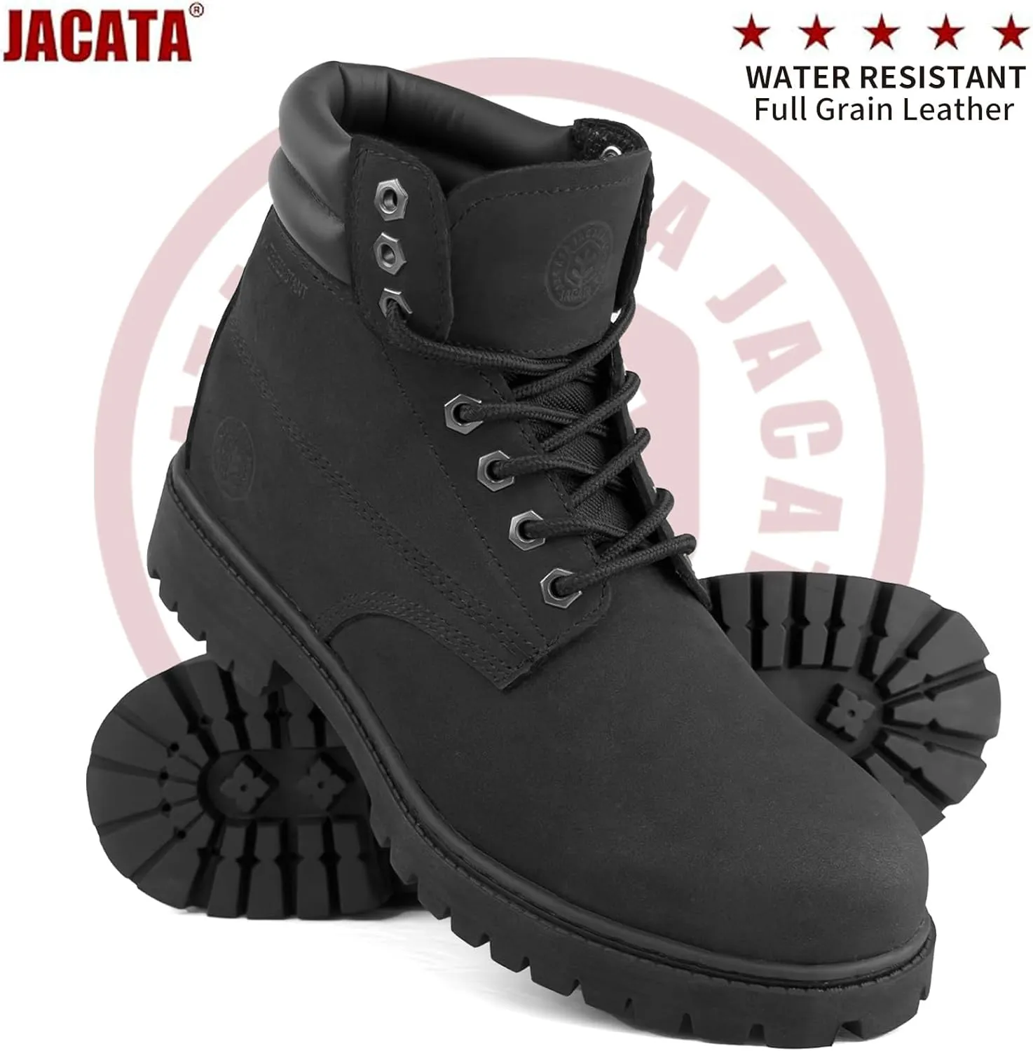 Men's Water Resistant Leather Work Boot Rubber Sole Construction Oil Resistant Utility Industrial Boots