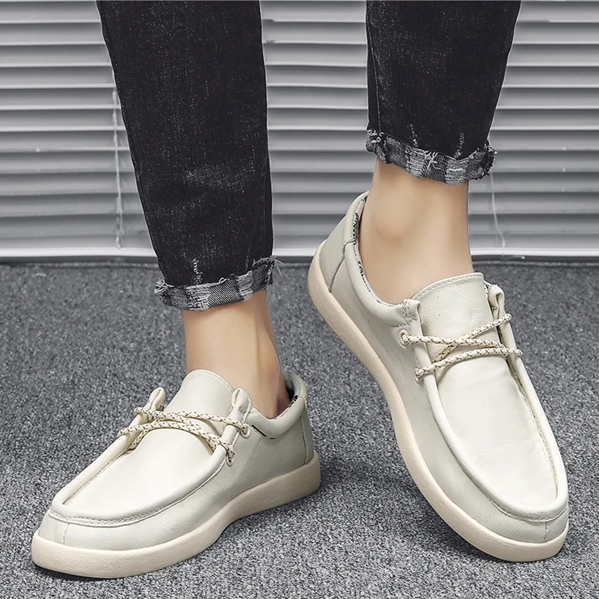 Mens White Boat Shoes