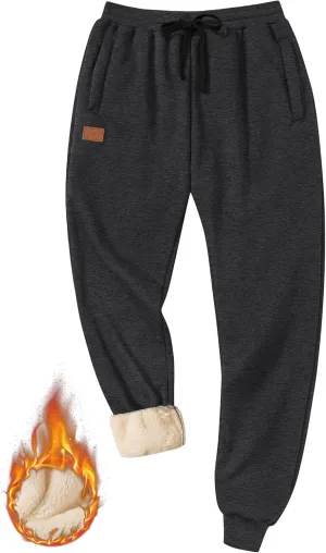 Men's Winter Fleece Joggers Sherpa Lined Sweatpants Active Running Outdoor Pants S-XXL