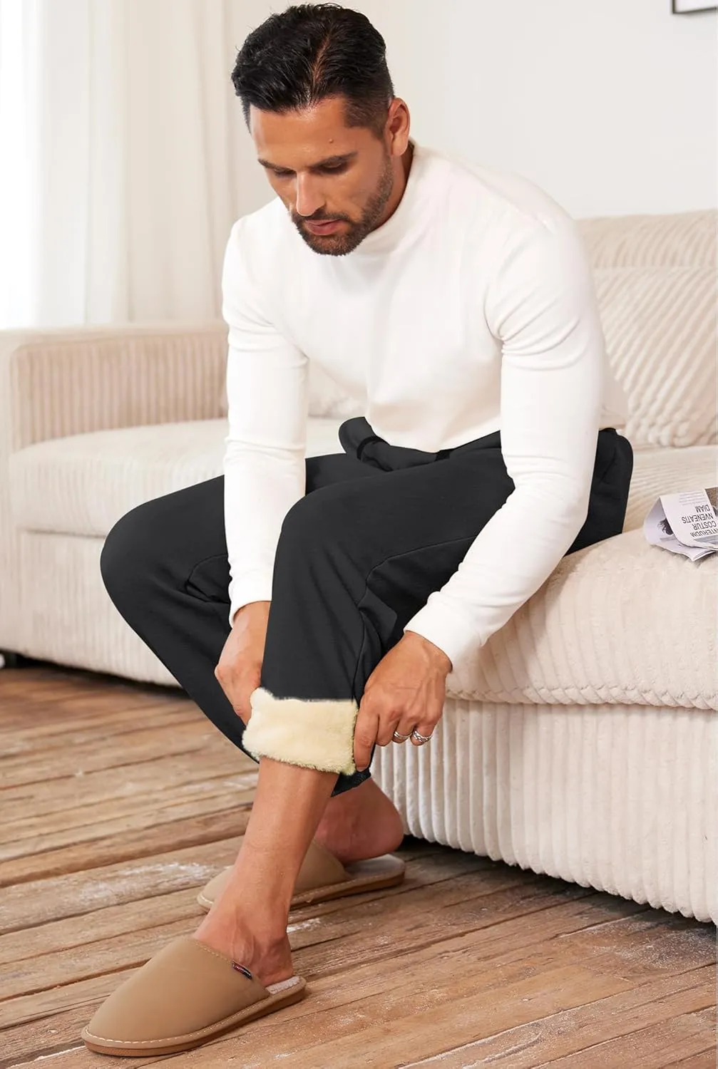 Men's Winter Fleece Joggers Sherpa Lined Sweatpants Active Running Outdoor Pants S-XXL