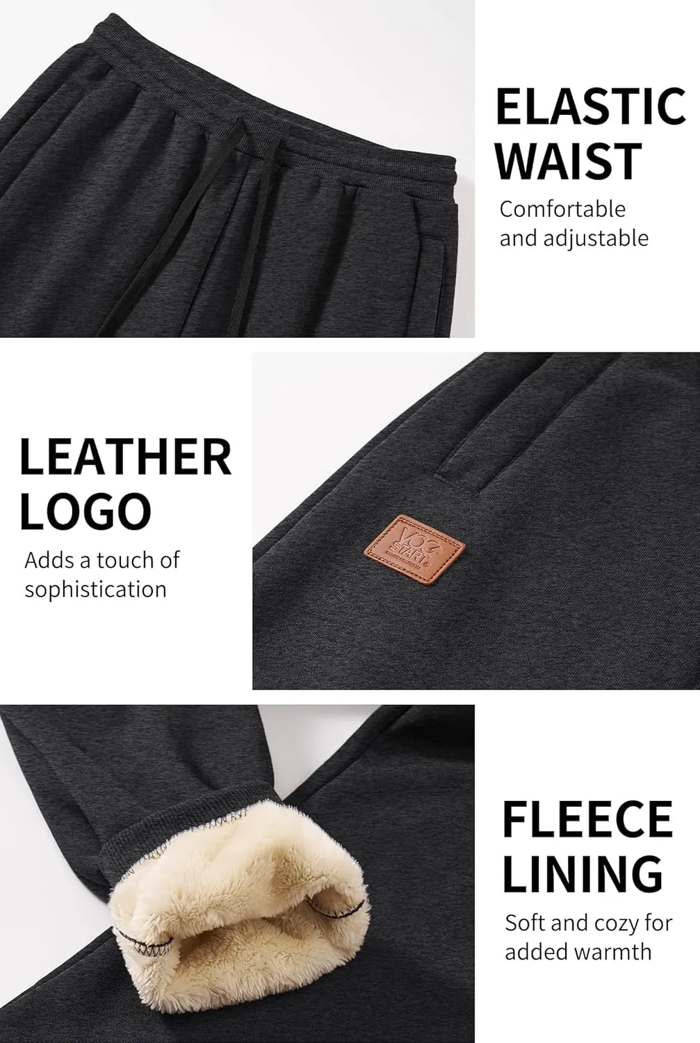 Men's Winter Fleece Joggers Sherpa Lined Sweatpants Active Running Outdoor Pants S-XXL